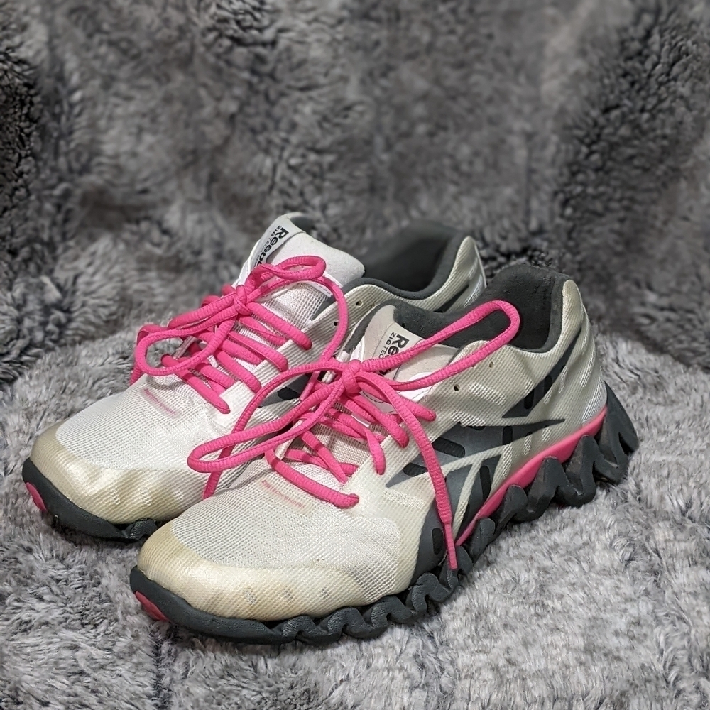 Reebok Zig Shark Pink/White Women's sz 7.5​​​​ - Picture 2 of 7